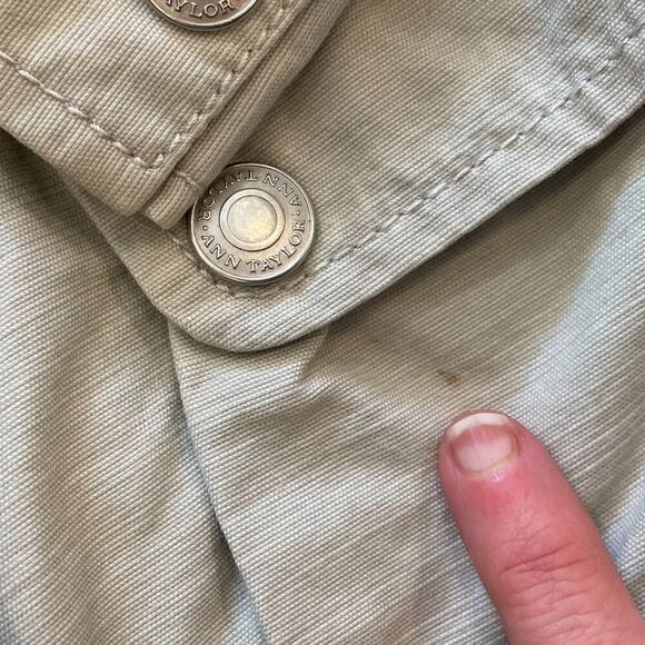 Ann Taylor Cotton Beige/Tan/Neutral Zip Up Cargo/Utility Jacket, Pockets, 6 - Picture 14 of 14